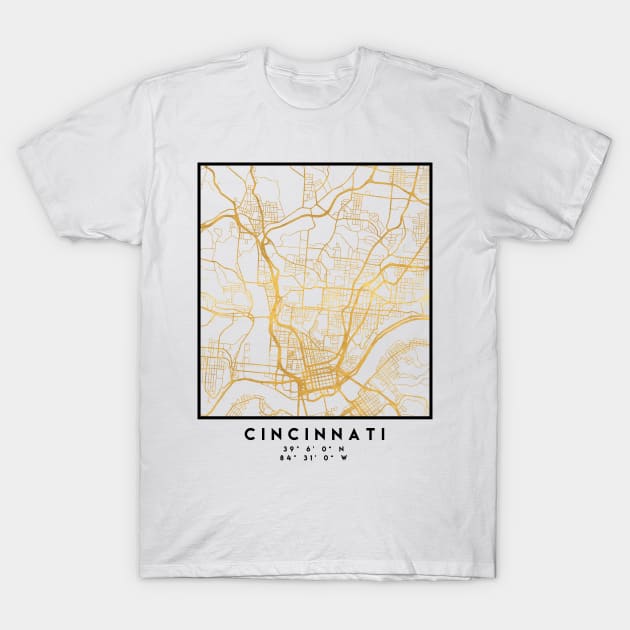 CINCINNATI OHIO CITY STREET MAP ART T-Shirt by deificusArt